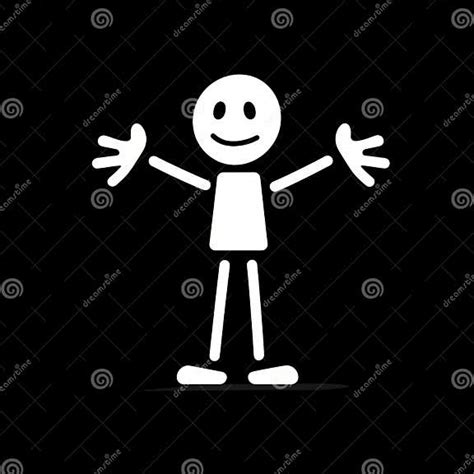 Funny Person Waving Hands Vector Illustration On Black Background Stock