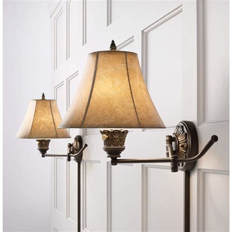 Rosslyn Set Of 2 Bronze Plug In Swing Arm Wall Lamps U3740 Lamps Plus