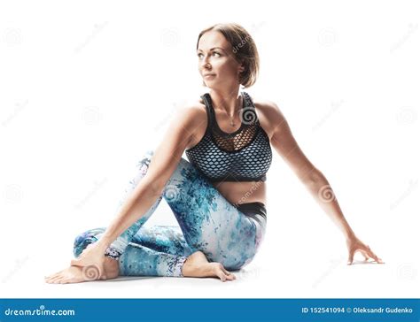 Beautiful Young Woman Practicing Yoga On White Background