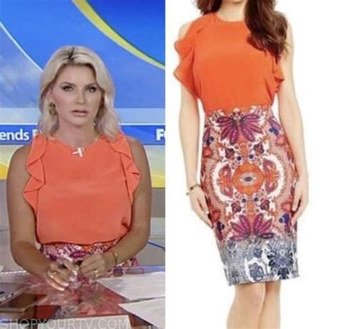 Fox And Friends August 2022 Ashley Strohmiers Orange Ruffle Top And