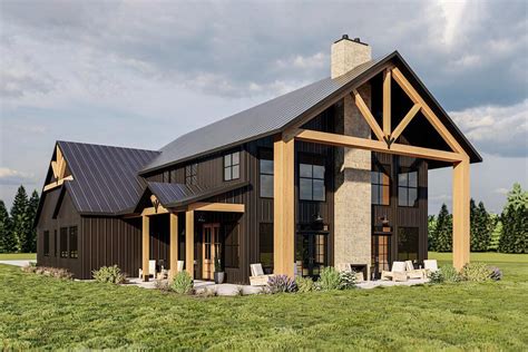 Plan Fty Barndo Style House Plan With Story Open Floor Plan And