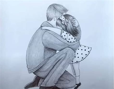 father and daughter heart touching drawing how to draw father and daughter easy