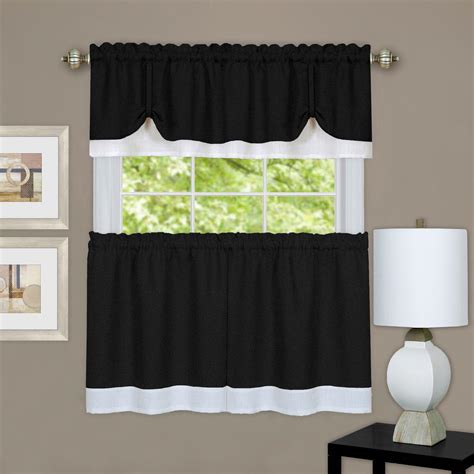 Achim Darcy Blackwhite Polyester Tier And Valance Curtain