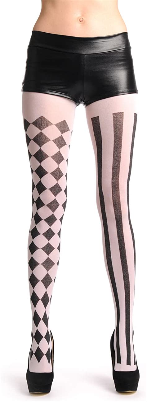 lisskiss vertical stripes and checkered black and white black designer pantyhose tights at