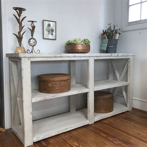 Rustic Farm House Style Console Shelf Entry Table Etsy Living Room