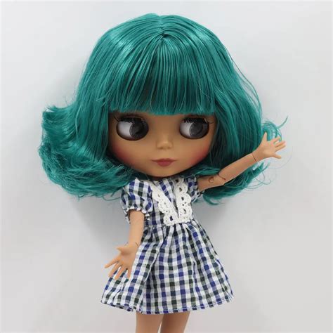 Icy Nude Blyth Doll No Bl1206 Green Hair Black Matte Face Joint Body 1 6 Bjd In Dolls From Toys