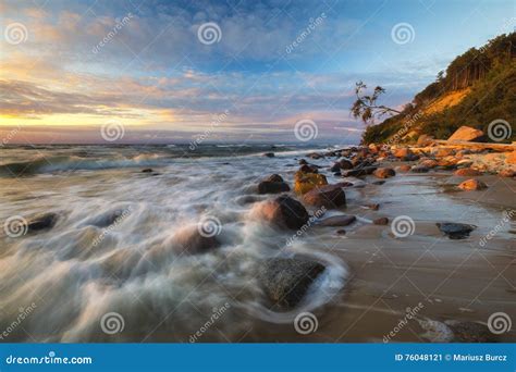 Beautiful Natural Seascape Sunset Over The Stormy Sea Stock Image