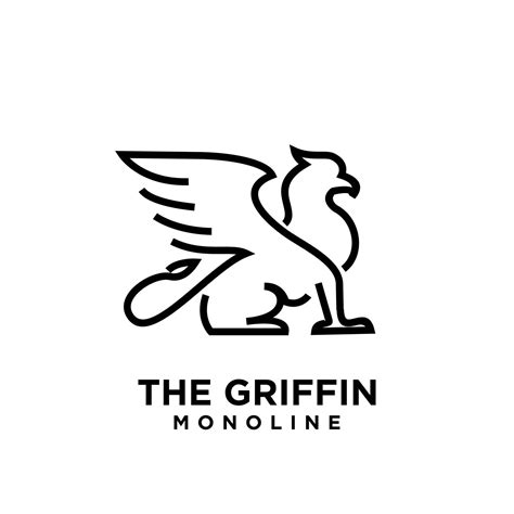 Premium Black Minimal Griffin Mythical Creature Emblem Mascot Line