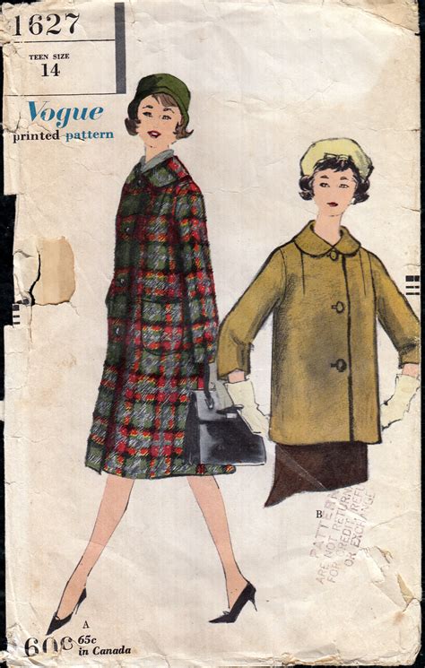 Image Penelope Rose Vintage Sewing Pattern 1950s Vogue Coat