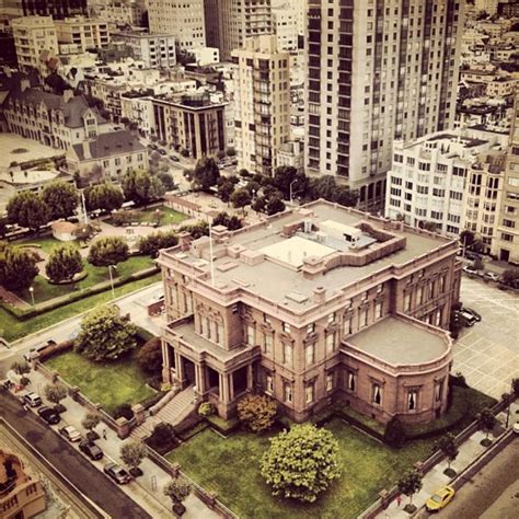 Present Day Aerial View Of The James Flood Mansion On Nob Hill San