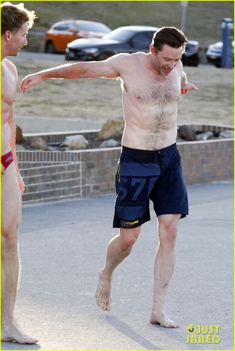 Hugh Jackman Showers Off His Shirtless Body After His Beach Workout Photo Hugh