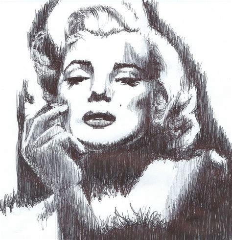Pen Drawing Marilyn Monroe Norma Jean Baker By Barbarian J On