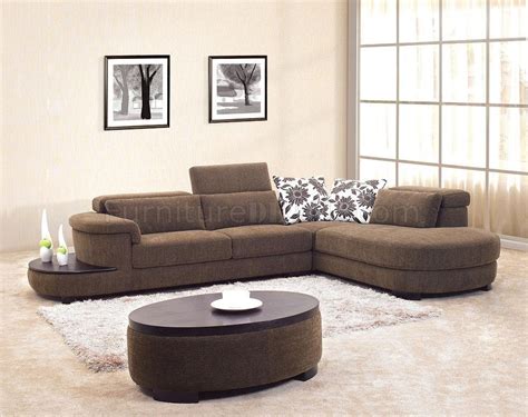 Moreover, its elegant design can elevate the whole room to be more fancy and stylish. Brown Fabric Modern Sectional Sofa w/Matching Coffee Table