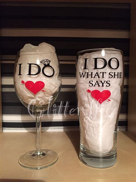 It is important to trim around the decal as close as possible and make slits in areas to help. I Do & I Do What She Says Funny Wedding Diy Wine Glass ...