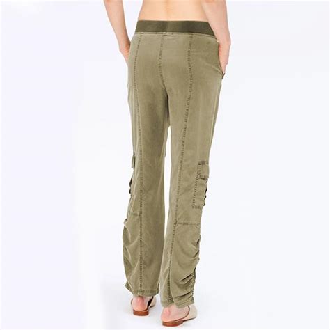Womens Elastic Waist Pleated Casual Cargo Pants Pure Fit Story