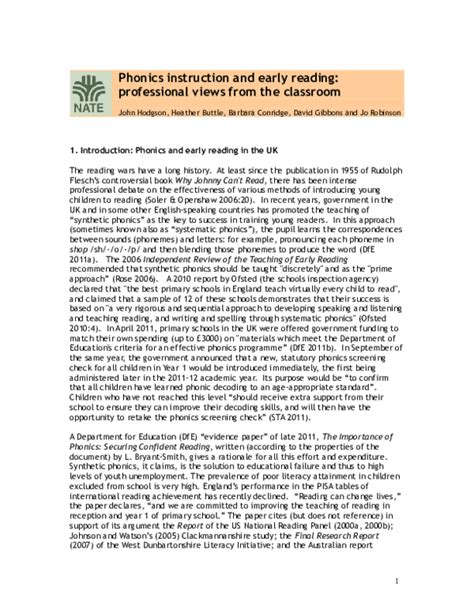 Synthetic phonics involves systematically teaching parts of words so that children can learn to read and write. Explain How Systematic Synthetic Phonics Supports The Teaching Of Reading In Early Years / Pdf ...