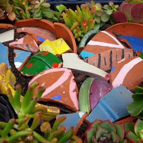 Broken Terracotta Pot Garden Art With Succulents Gildthegarden