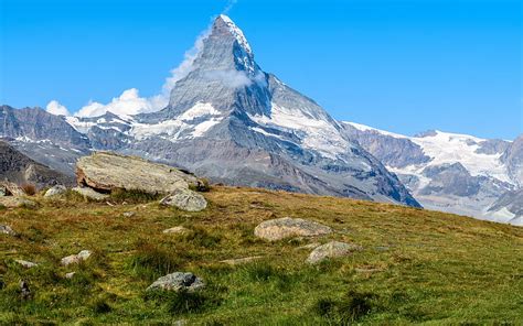 Matterhorn Alps Mountain Landscape Cliffs Green Meadow Mountains