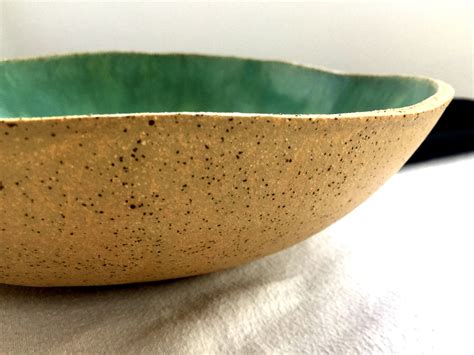 Big Green Fruit Bowl Large Round Ceramic Bowl Pottery Etsy