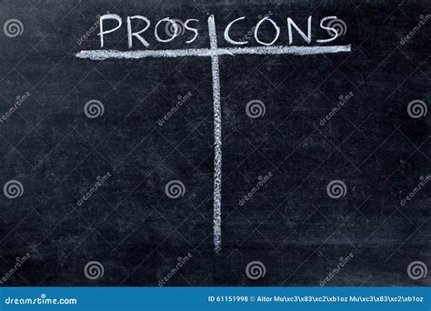Pros And Cons On Blackboard Stock Photo Image Of Board Blackboard