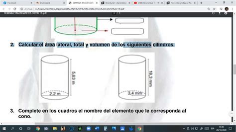 Ejercicio De Area Lateral Area Total Y Volumen De Cuerpos Geometricos
