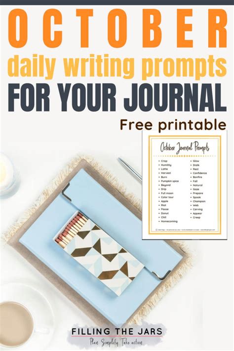 October Daily Journal Writing Prompts Free Printable Filling The Jars
