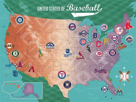 MLB League Baseball Map Pieces MasterPieces Puzzle Warehouse Mlb Baseball Teams Usa
