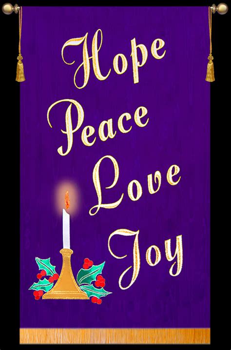 Hope Peace Love Joy With Candle Advent Banner Christian Banners For