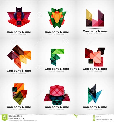 Company Logos Paper Geometric Icon Set Stock Vector Image 44306163
