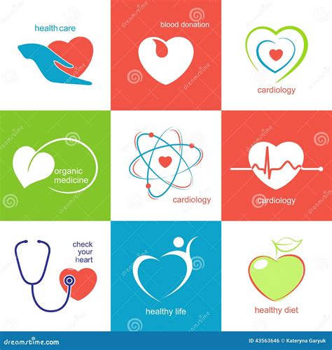 Heart Health Care Icons Stock Vector Illustration Of Cardiac 43563646