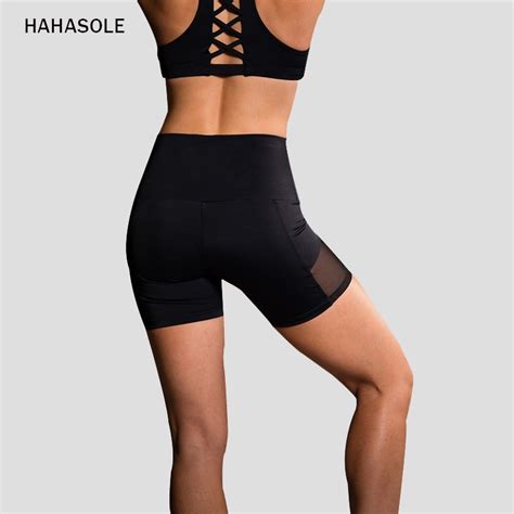 Hahasole Yoga Sport Short For Women Mesh Workout Seamless Legging Short Running Gym Elastic Sexy