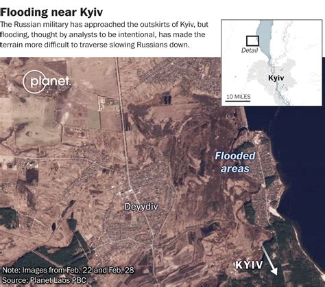 Satellite Images Show Flooding North Of Kyiv A Possible Effort To Slow Russian Troops The