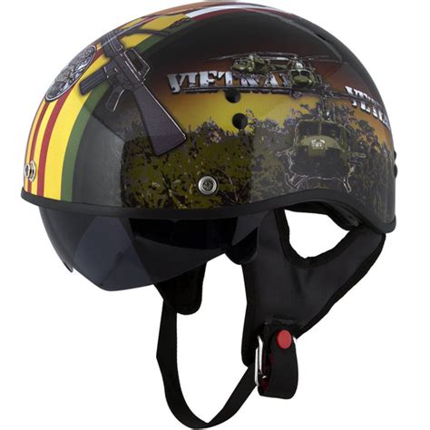 Outlaw Helmets T70 Glossy Black Vietnam Motorcycle Half Helmet For Men