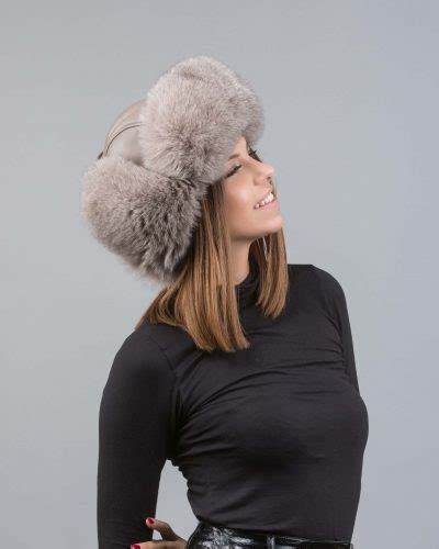 Taupe Fox Fur Russian Hat 100 Real Fur Accessories Haute Acorn