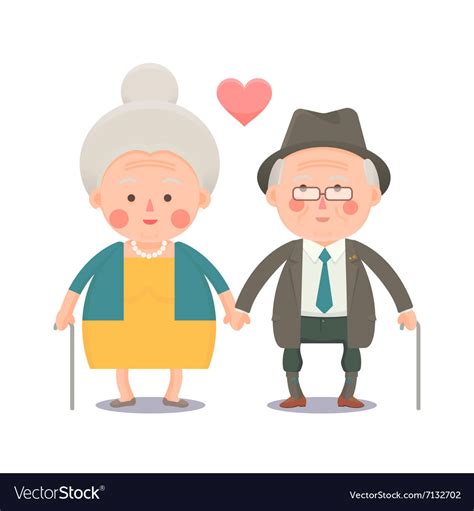 Happy Old Couple Holding Hands Royalty Free Vector Image