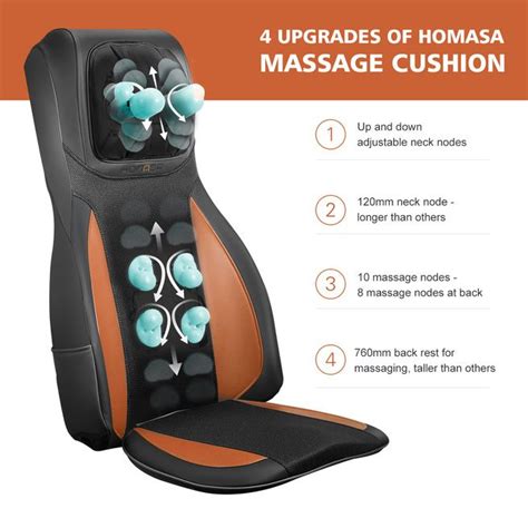 Full Body 12 Nodes Neck Back Heat Shiatsu Massage Chair Car Seat Cushion Orange Ebay