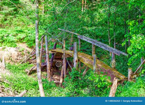 Old Wooden Bridge Over The Creek Stock Image Image Of Creek Nature