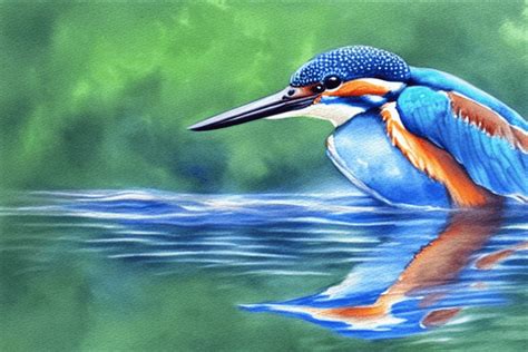 Kingfisher Emerging From The Water · Creative Fabrica