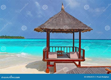 A Beach Hut On The Tropical Beach Stock Image Image Of Caribbean