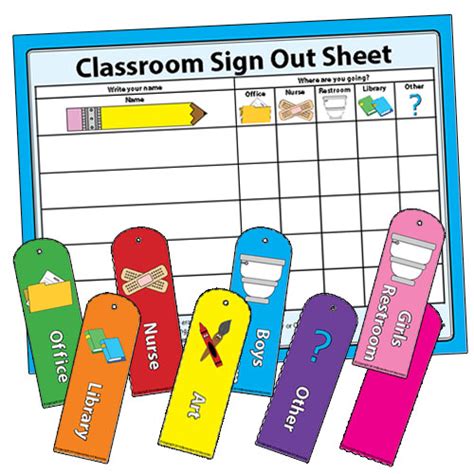 Classroom Sign Out Elementary Art Resources