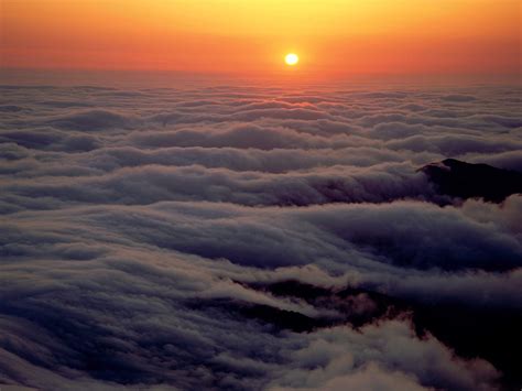 Sunset In The Mountains Above The Clouds Wallpapers And Images