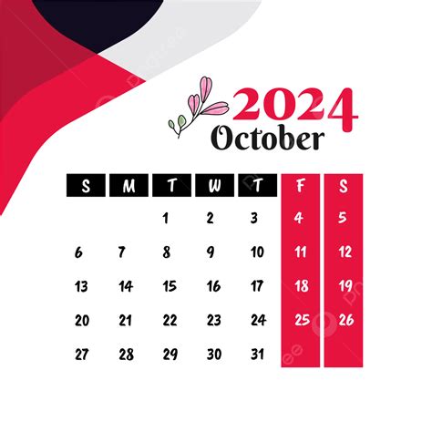 October 2024 Monthly Calendar Vector October 2024 October 2024