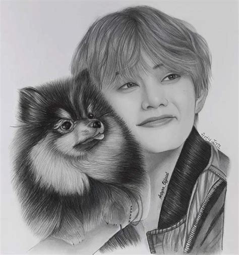 How To Draw Of Bts V Kim Taehyung Artyiraofficial Bts Drawings
