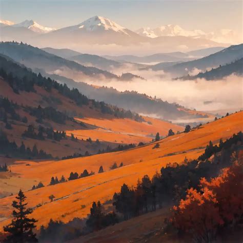 Ai Art Misty Autumn Hills By Seel Pixai