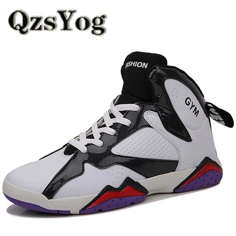 Qzsyog Men Basketball Shoes High Top Cushion Sneakers Outdoor Sport