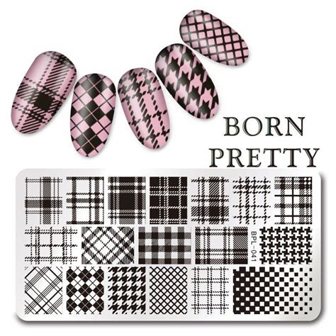 Born Pretty 1 Pc Rectangle 126cm Nail Art Stamping Plate Checked