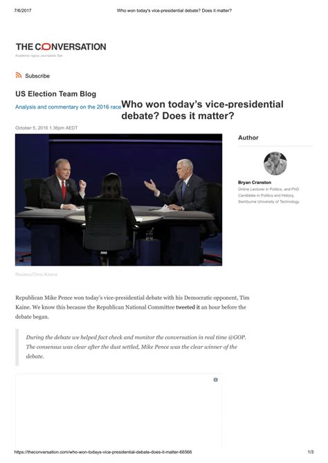 pdf who won today s vice presidential debate does it matter