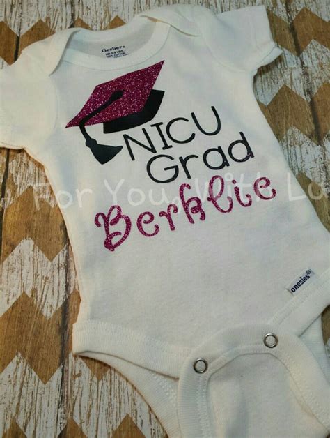 Baby Nicu Grad One Piece Snap Bodysuit With Glitter Graduation