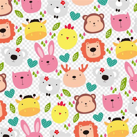 Cute Animals Cartoon Seamless Background Png Pngwing