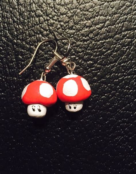 Items Similar To Mario Mushroom Polymer Clay Earrings On Etsy